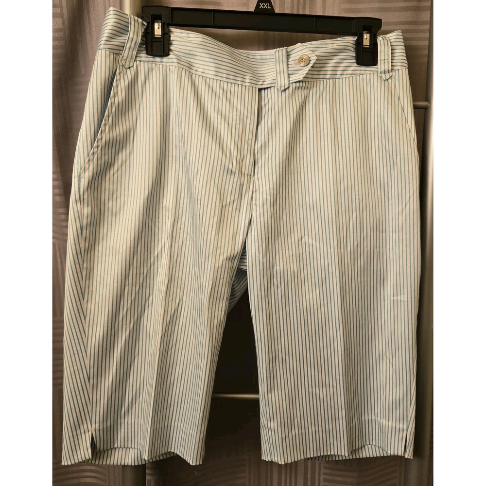 Sport Haley Womens Bermuda Golf‎ Shorts Size 6 Blue White Striped Cotton Stretch